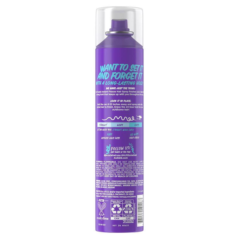 slide 11 of 12, Aussie Instant Freeze Hair Spray for Curly Hair, Straight Hair, and Wavy Hair, 10 oz, 10 oz