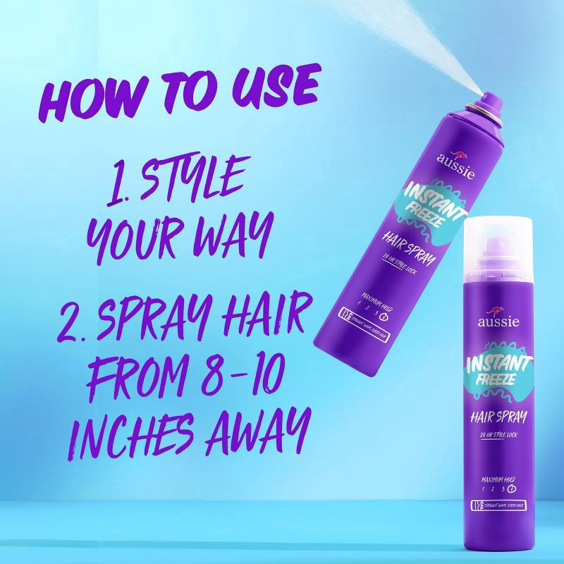 slide 5 of 12, Aussie Instant Freeze Hair Spray for Curly Hair, Straight Hair, and Wavy Hair, 10 oz, 10 oz