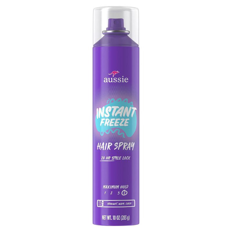 slide 4 of 12, Aussie Instant Freeze Hair Spray for Curly Hair, Straight Hair, and Wavy Hair, 10 oz, 10 oz