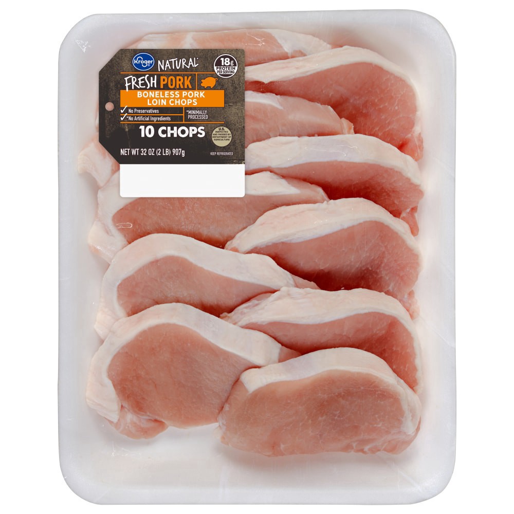 slide 1 of 2, Kroger Boneless Pork Loin Chops, 10 ct; 2 lb