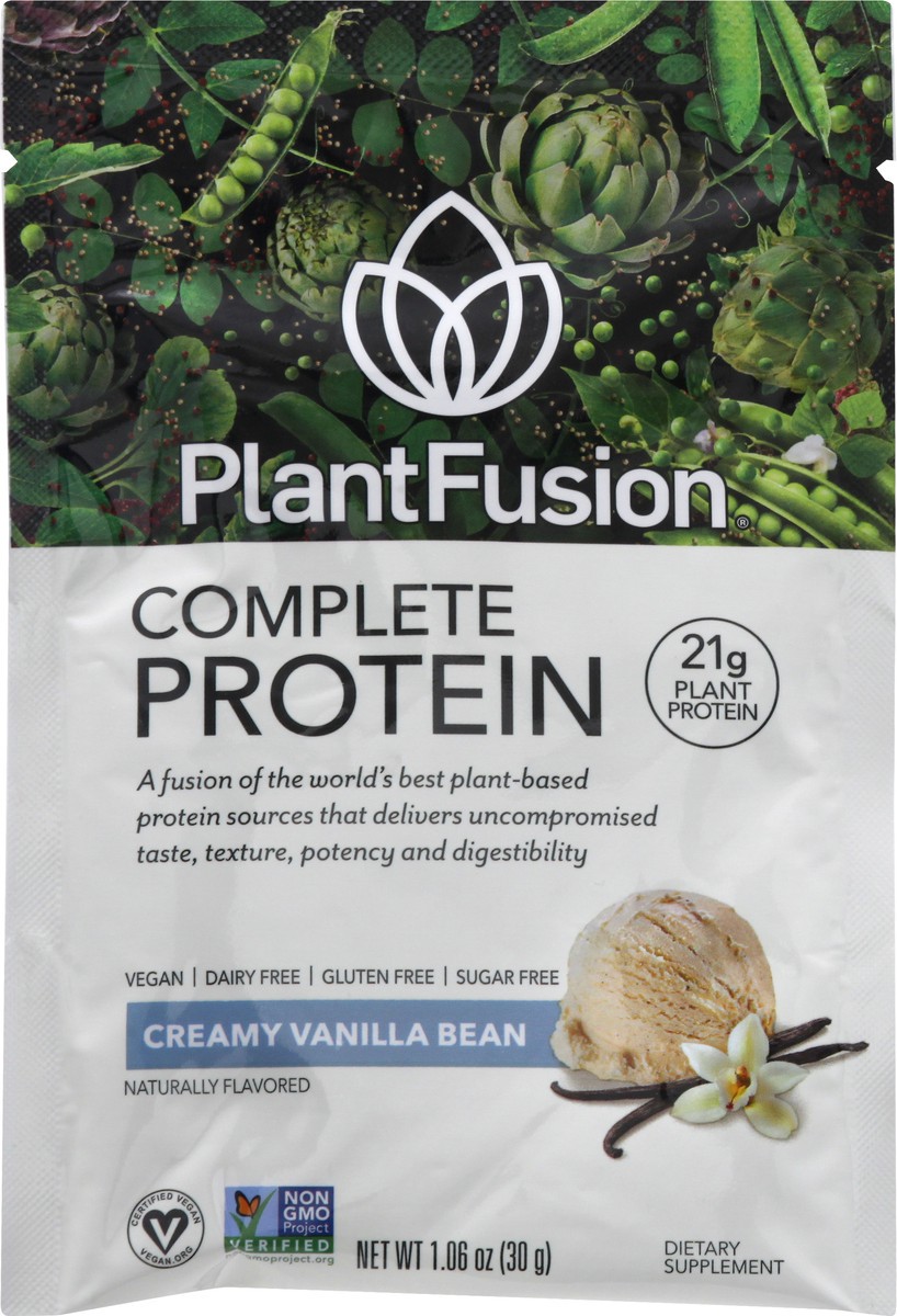 slide 1 of 9, PlantFusion Complete Plant Protein Powder Vanilla Flavor Single Packet, 1.06 oz