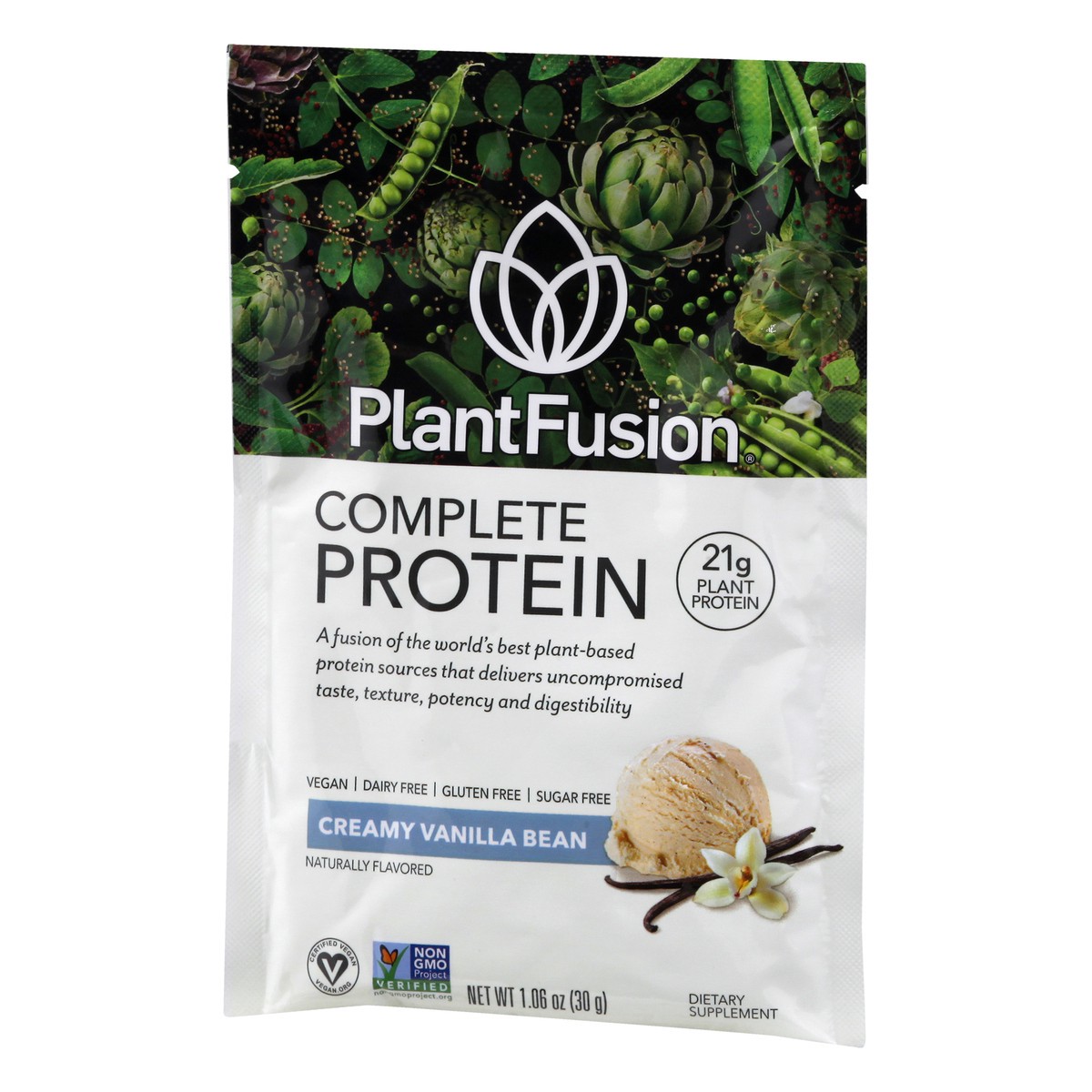 slide 3 of 9, PlantFusion Complete Plant Protein Powder Vanilla Flavor Single Packet, 1.06 oz