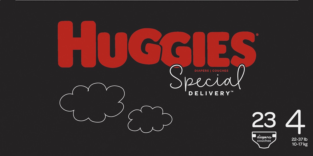 slide 5 of 10, Huggies Special Delivery 4 (23-37 lb) Diapers Size 4 (22-37 lbs) 23 ea, 23 ct