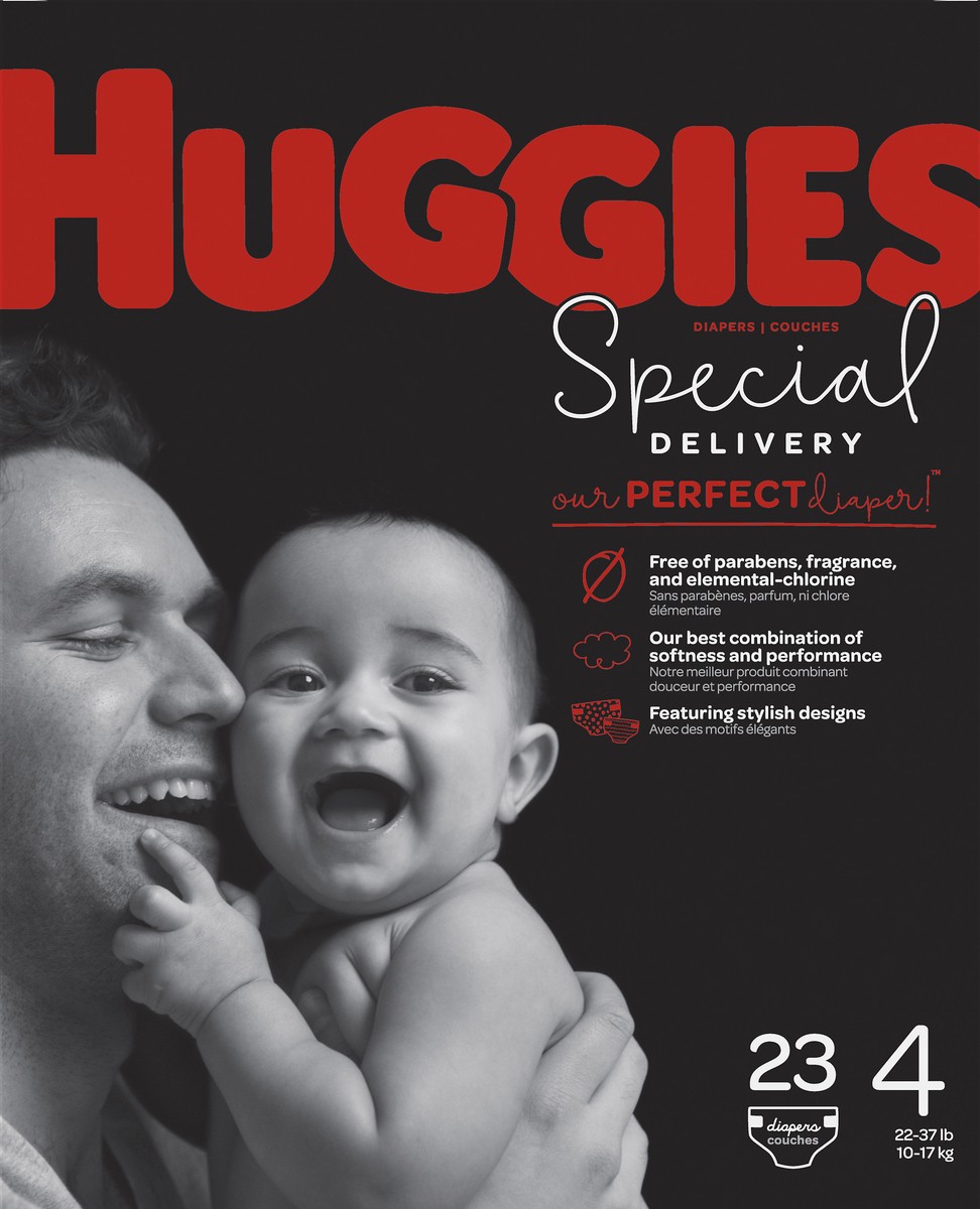 slide 9 of 10, Huggies Special Delivery 4 (23-37 lb) Diapers Size 4 (22-37 lbs) 23 ea, 23 ct