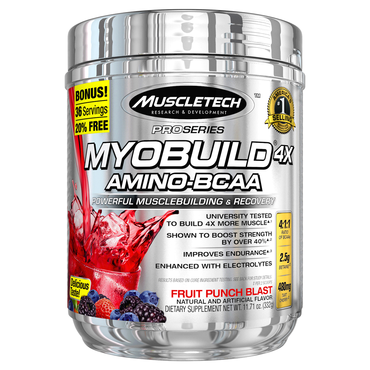 slide 1 of 1, MuscleTech Amino-BCAA Nutritional Supplement - Fruit Punch Blast, 11.71 oz