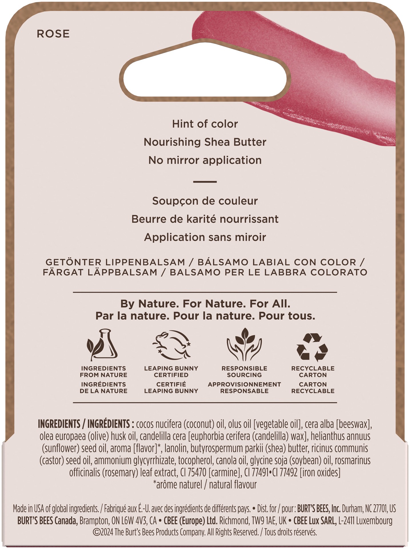 slide 3 of 5, Burt's Bees Rose Tinted Lip Balm, Natural Origin Lip Care, 1 Tube, 0.15 oz., 0.15 oz