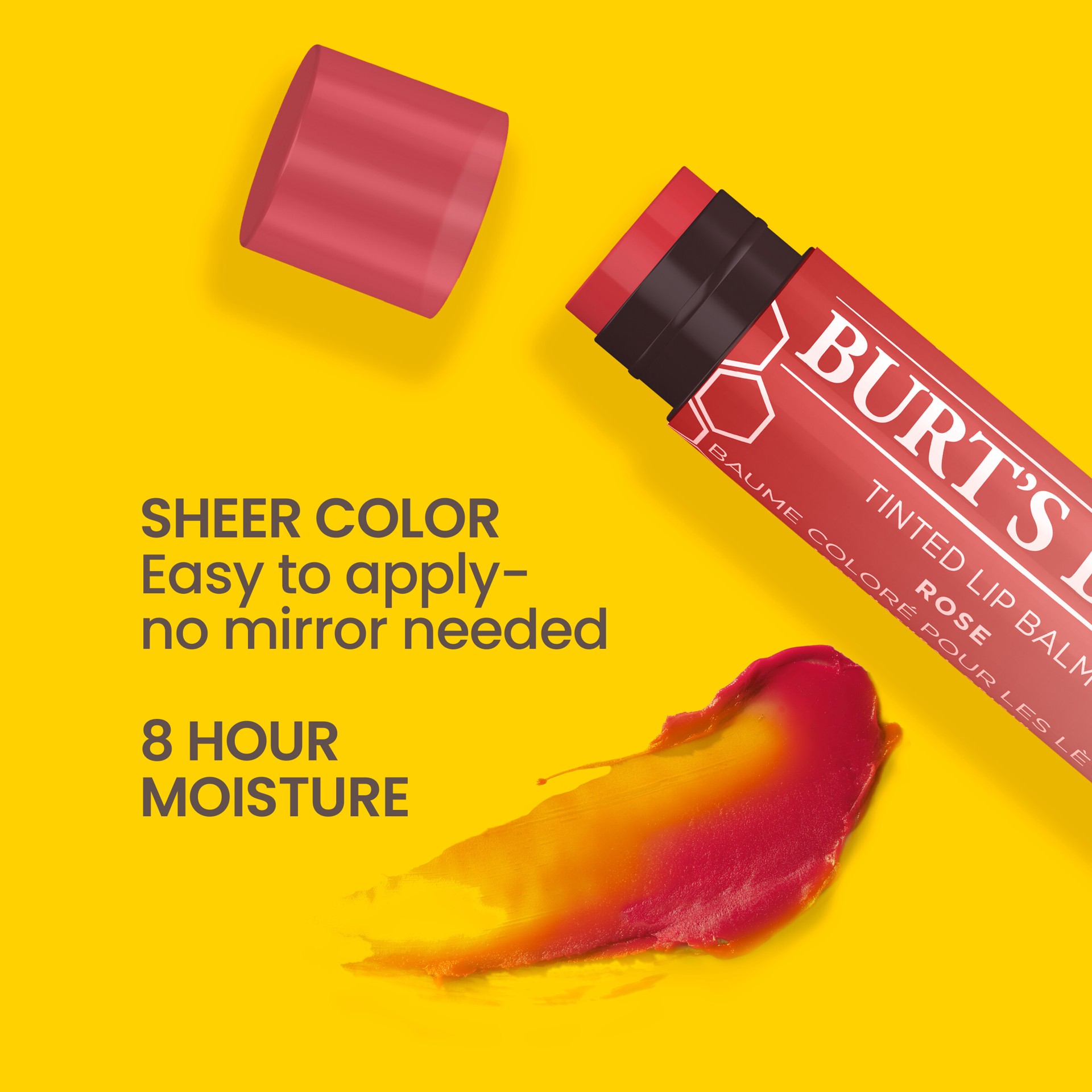 slide 4 of 5, Burt's Bees Rose Tinted Lip Balm, Natural Origin Lip Care, 1 Tube, 0.15 oz., 0.15 oz