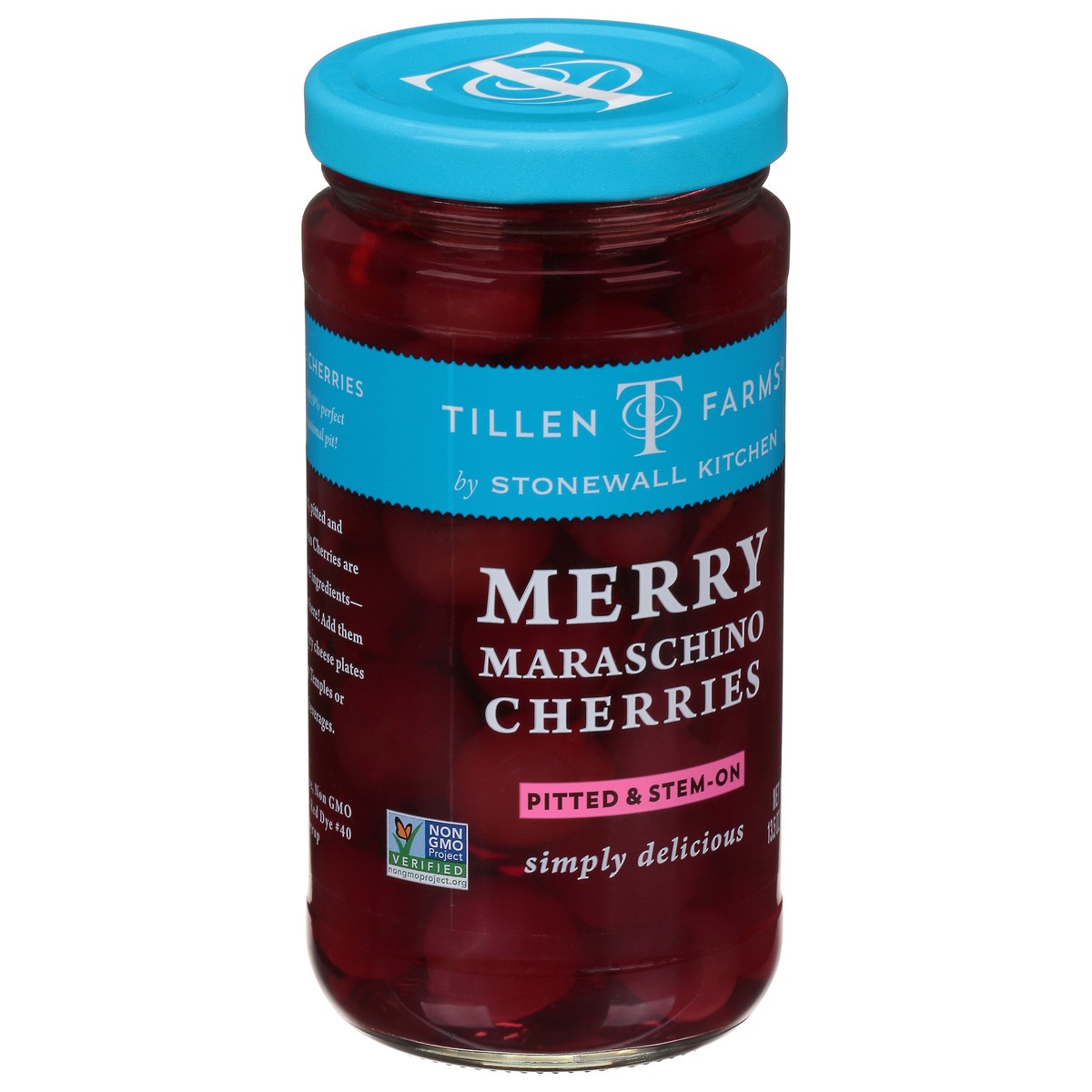 slide 4 of 9, Tillen Farms Merry Maraschino Pitted & Stem-On Cherries 13.5 oz, 13.5 oz