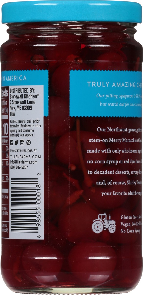 slide 6 of 9, Tillen Farms Merry Maraschino Pitted & Stem-On Cherries 13.5 oz, 13.5 oz