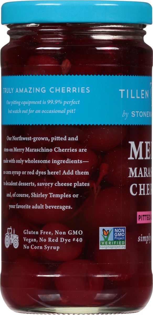 slide 7 of 9, Tillen Farms Merry Maraschino Pitted & Stem-On Cherries 13.5 oz, 13.5 oz