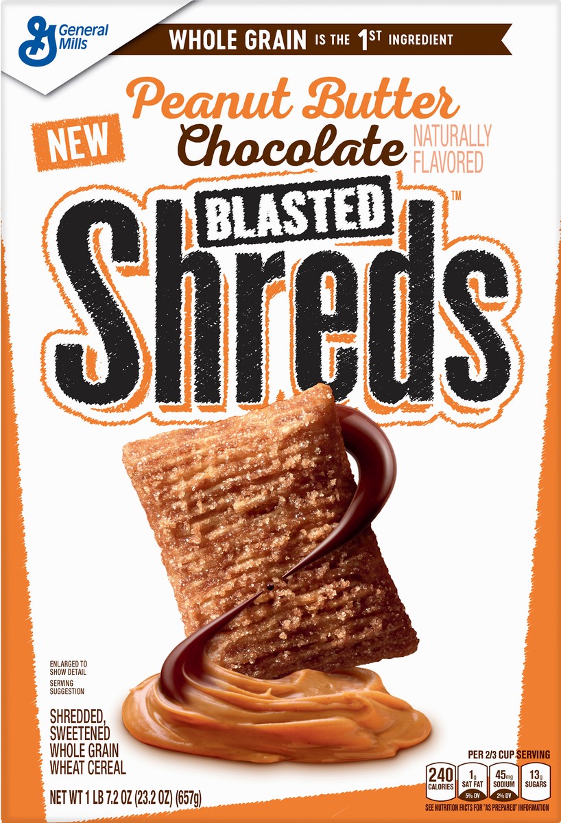 slide 3 of 10, Cinnamon Toast Crunch Peanut Butter Chocolate Blasted Shreds Cereal, 23.2 oz