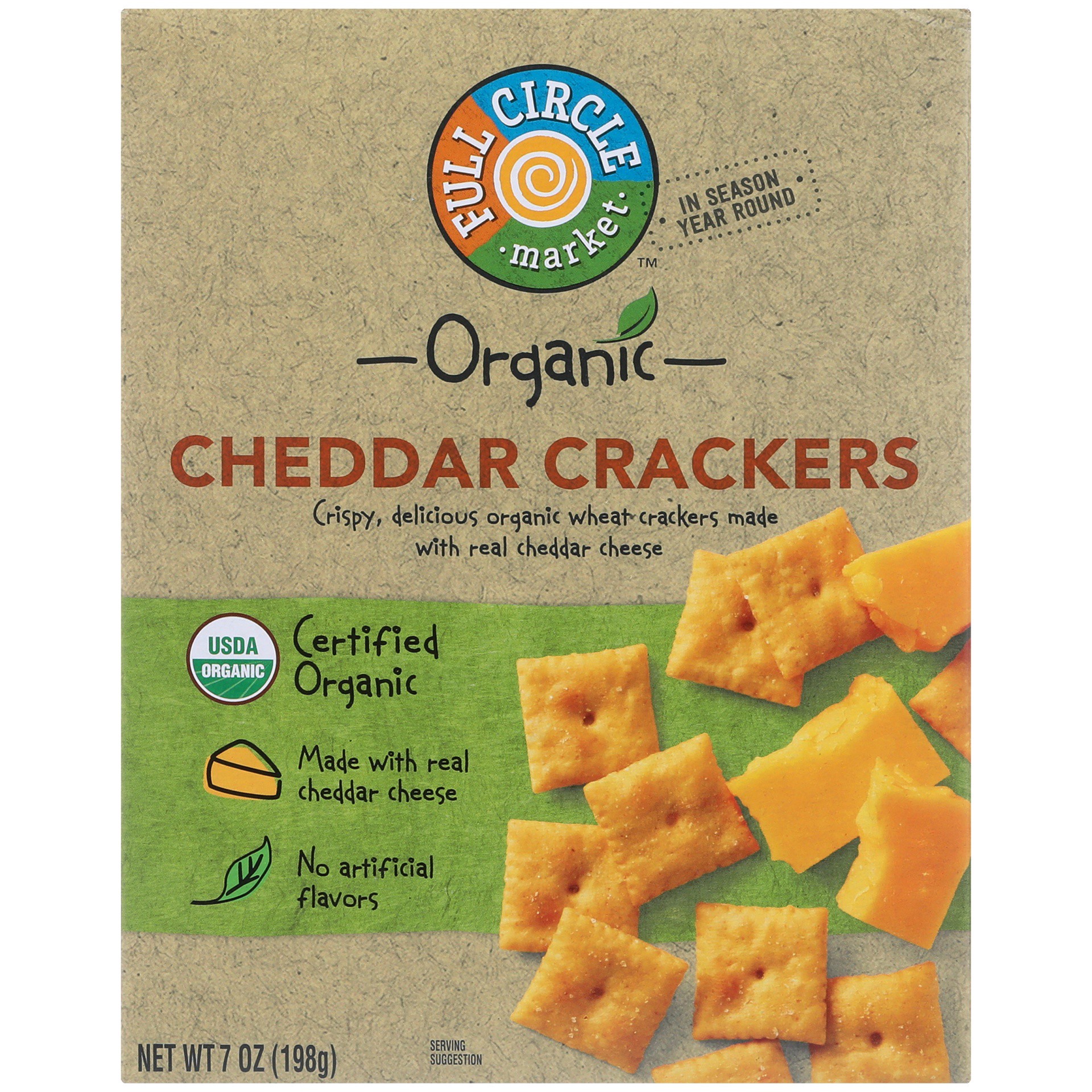 slide 1 of 6, Full Circle Market Cheddar Crackers, 7 oz