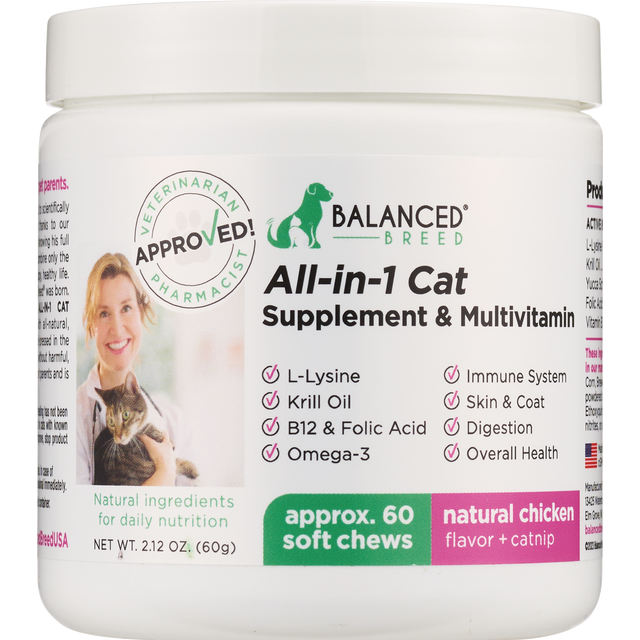 slide 1 of 1, Balanced Breed All-In-1 Cat Supplement & Multivitamin, 60 ct