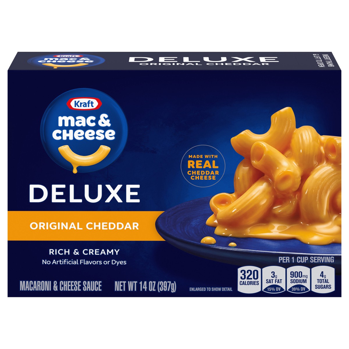 slide 1 of 5, Kraft Deluxe Original Macaroni & Cheese Dinner, 14 oz Box, 14 oz