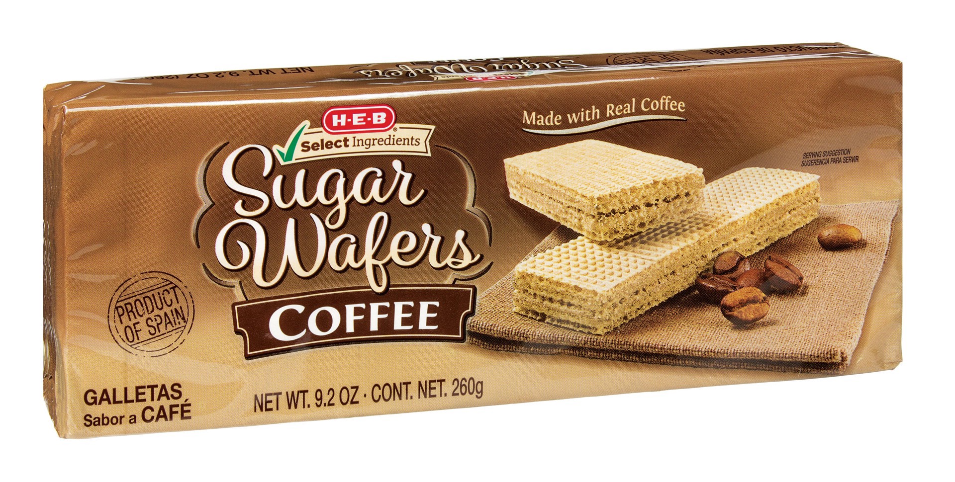 slide 1 of 1, H-E-B Select Ingredients Coffee Sugar Wafers, 9.2 oz