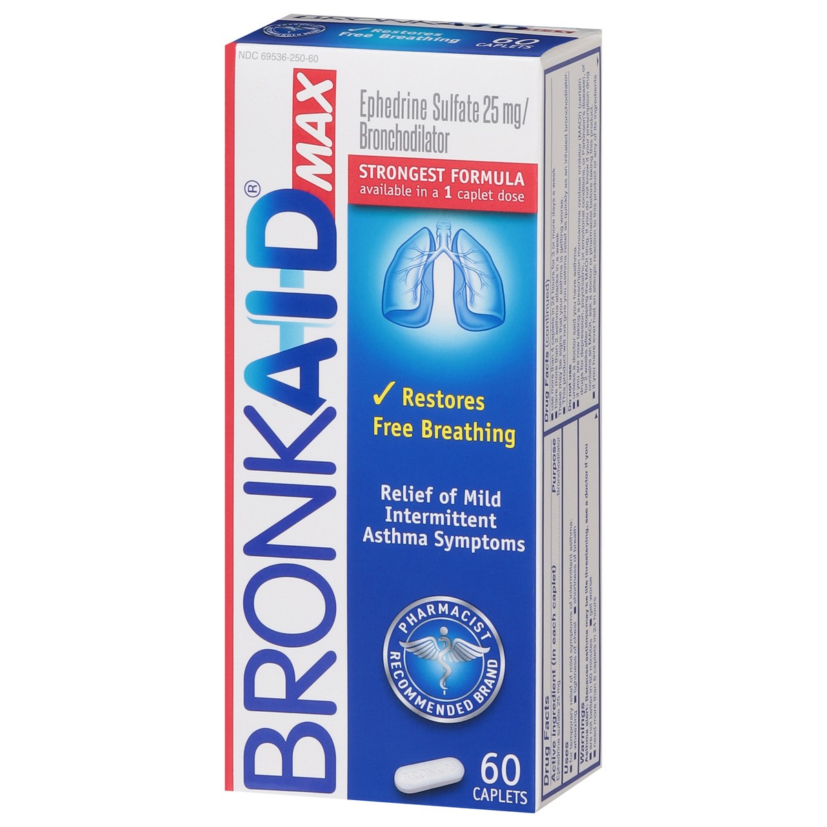 slide 13 of 15, Bronkaid Max 25 mg Strongest Formula Bronchodilator 60 Caplets, 60 ct