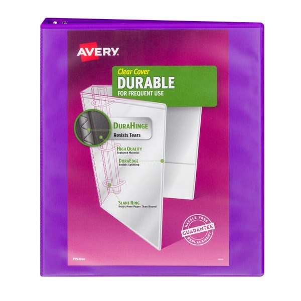 slide 1 of 1, Avery Durable Binder EZ-Turn Ring with Two Pockets 1 Inch, 1 ct