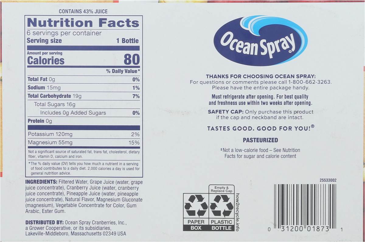 slide 7 of 9, Ocean Spray Revi+Alize Cranberry Pineapple Juice Drink 6 - 10 fl oz Bottles, 6 ct; 10 fl oz