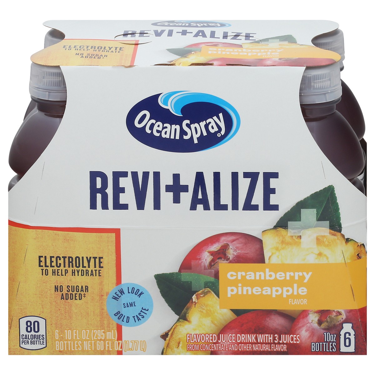 slide 1 of 9, Ocean Spray Revi+Alize Cranberry Pineapple Juice Drink 6 - 10 fl oz Bottles, 6 ct; 10 fl oz
