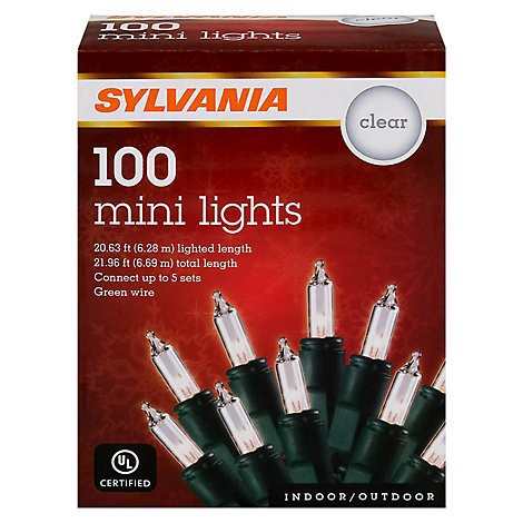 slide 1 of 1, Sylvania Traditional Series Clear Mini Lights 100 Count - Each, 1 ct