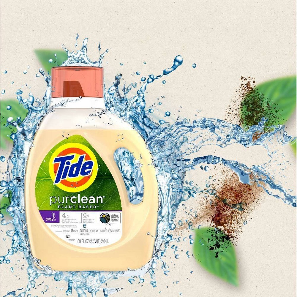 slide 8 of 17, Tide purclean Liquid Laundry Detergent, Honey Lavender Scent, 69 fl oz, 48 loads, 75% plant-based, 69 fl oz