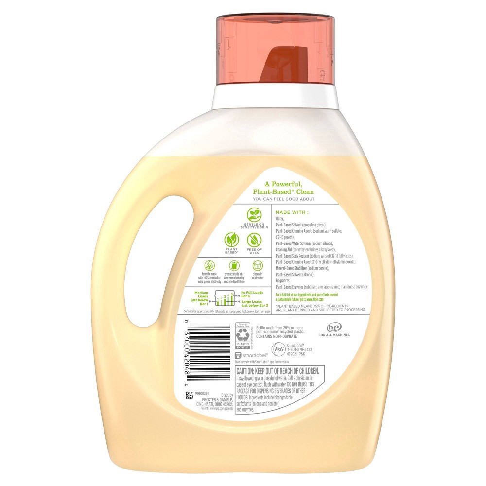 slide 9 of 17, Tide purclean Liquid Laundry Detergent, Honey Lavender Scent, 69 fl oz, 48 loads, 75% plant-based, 69 fl oz