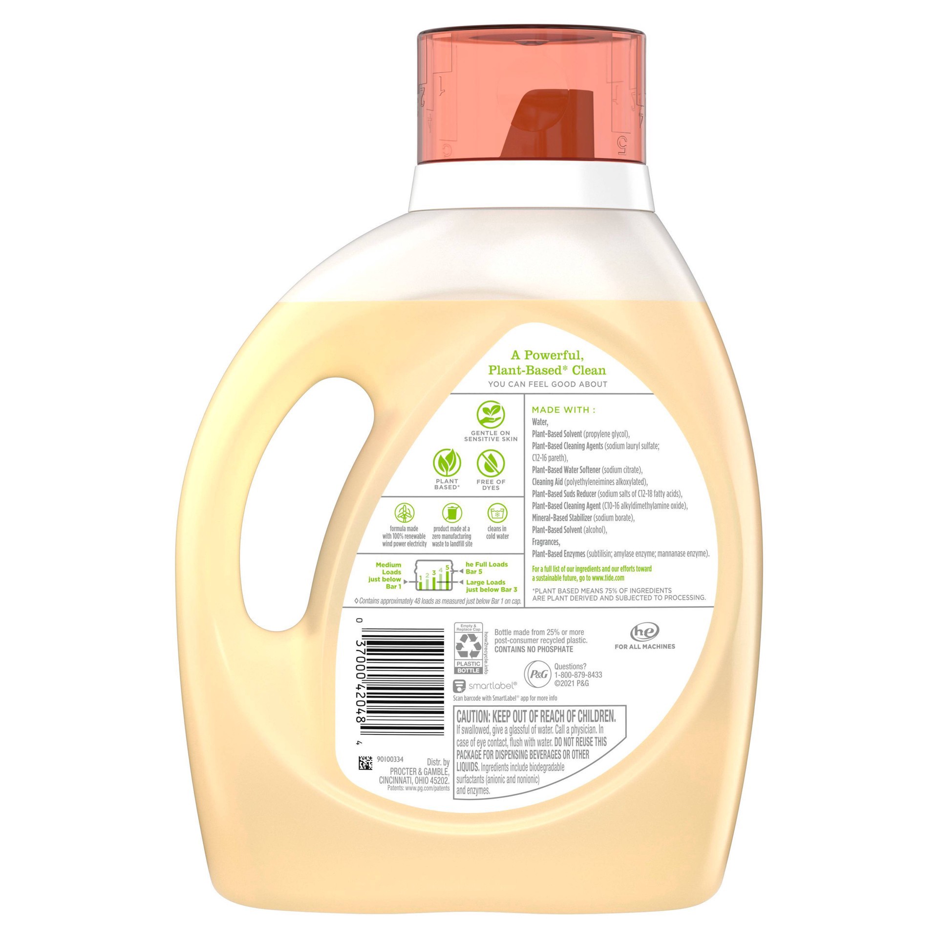 slide 14 of 17, Tide purclean Liquid Laundry Detergent, Honey Lavender Scent, 69 fl oz, 48 loads, 75% plant-based, 69 fl oz