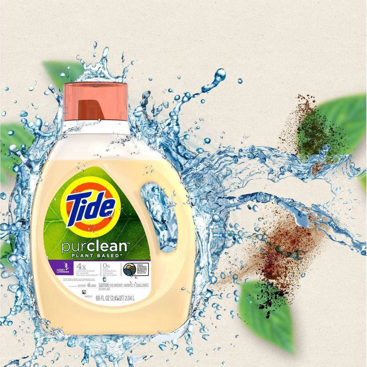 slide 2 of 17, Tide purclean Liquid Laundry Detergent, Honey Lavender Scent, 69 fl oz, 48 loads, 75% plant-based, 69 fl oz