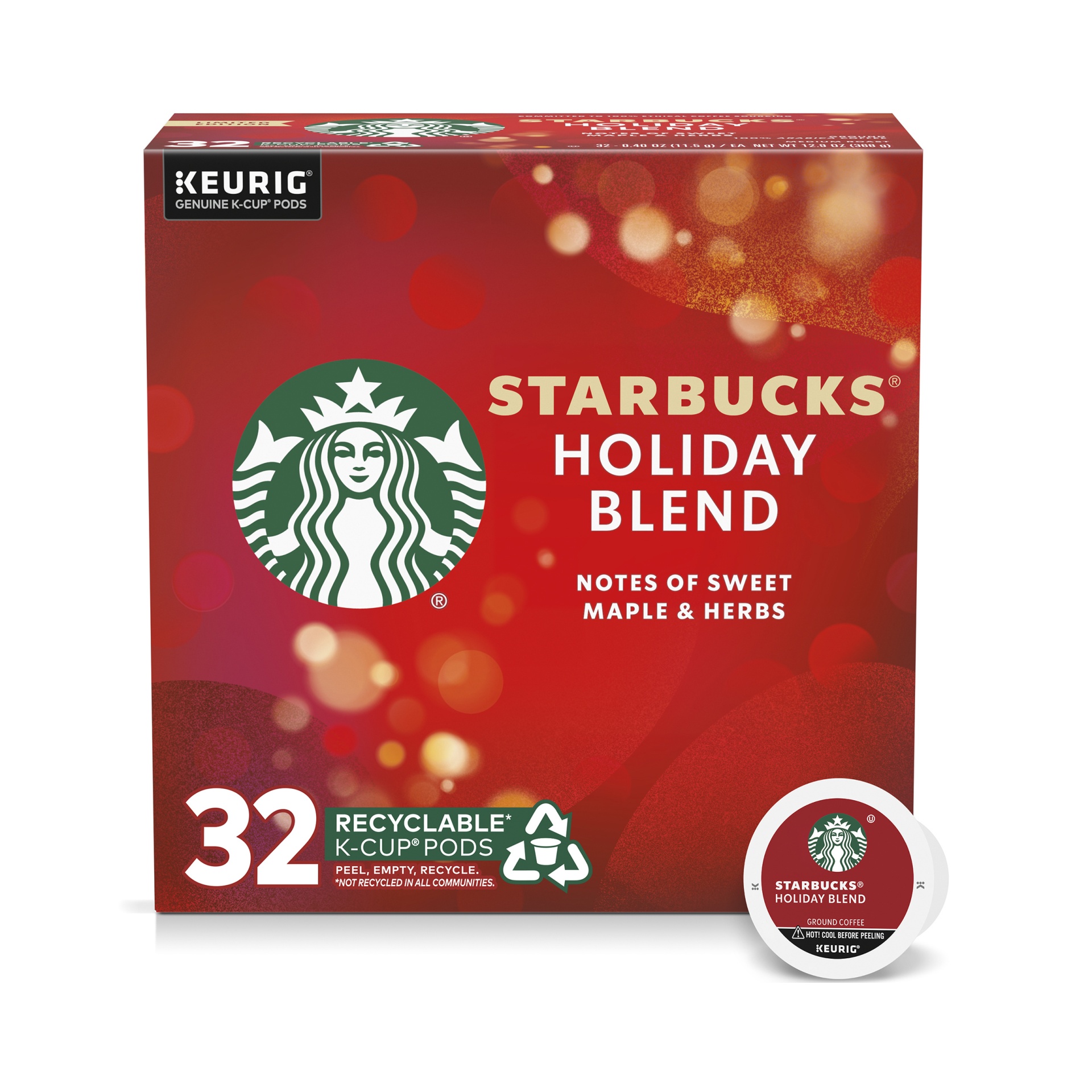 slide 1 of 5, Starbucks Holiday Blend K-Cup, 32 ct