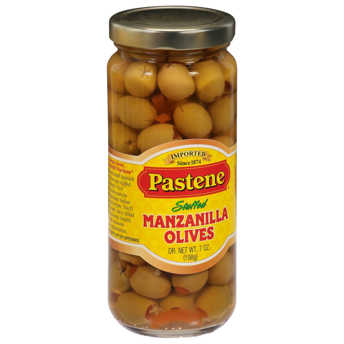 slide 5 of 9, Pastene Manzanilla Stuffed Olives 7 oz, 7 oz