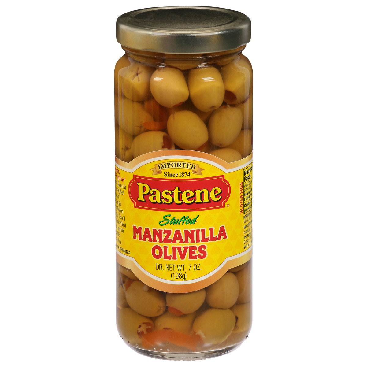 slide 1 of 9, Pastene Manzanilla Stuffed Olives 7 oz, 7 oz