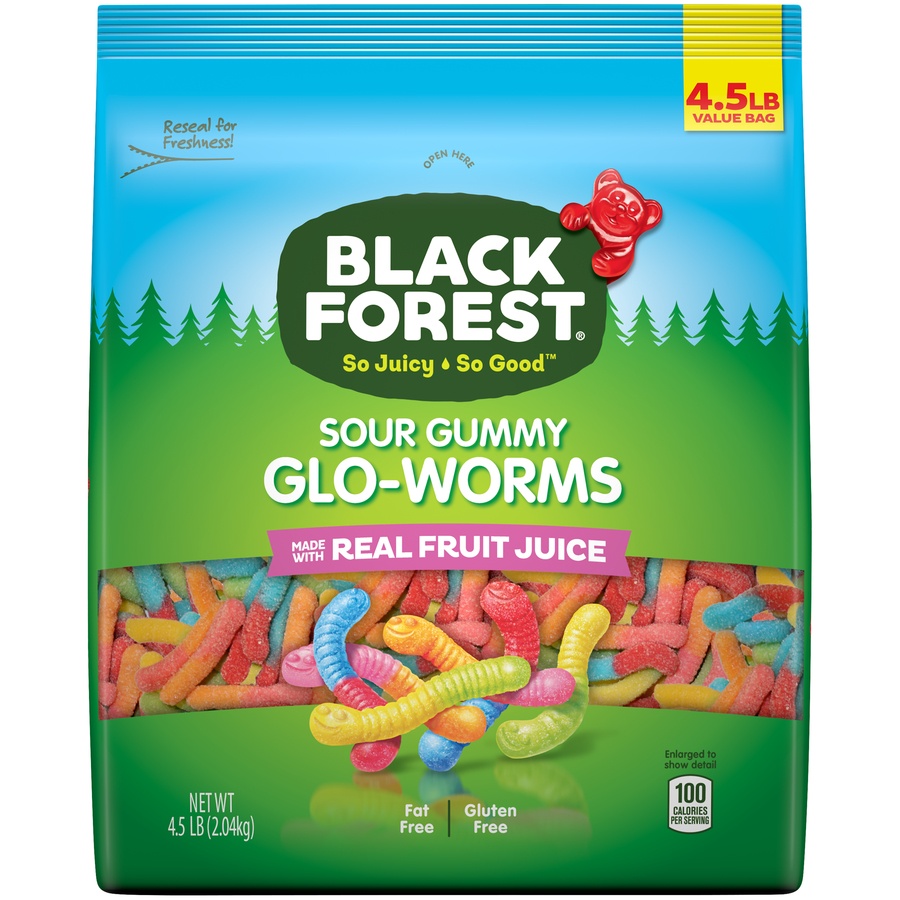 slide 1 of 1, Black Forest Glo-Worms Sour Gummies, 4.5 lb
