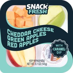 Snack Fresh Cheddar Cheese Red & Green Apples With Caramel