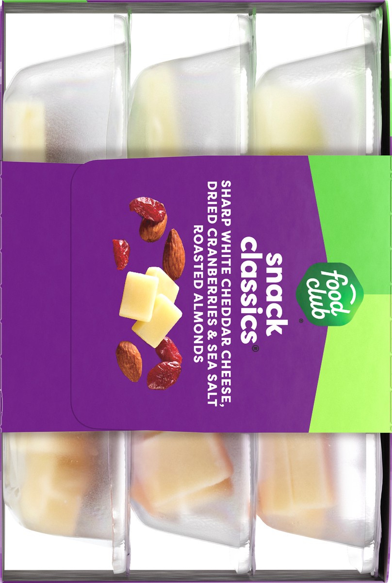 slide 7 of 13, Food Club Sharp White Cheddar Cheese, Dried Cranberries & Sea Salt Roasted Almonds Snack Classics 3 ea, 3 ct