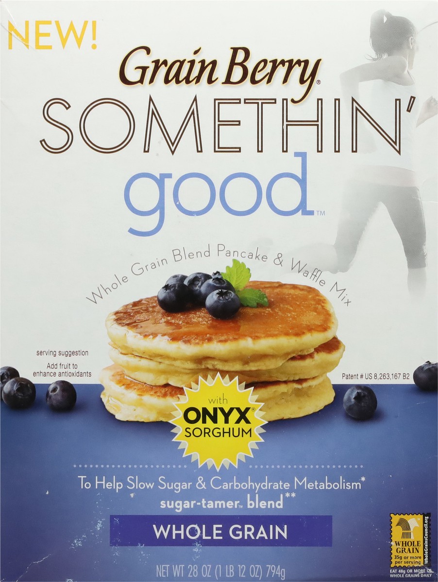 slide 6 of 9, Grain Berry Somethin' Good Whole Grain Pancake & Waffle Mix 28 oz, 28 oz