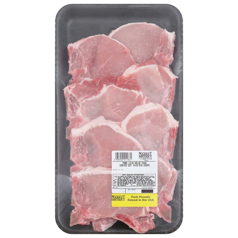 slide 1 of 1, Giant Eagle Pork Loin Chops, Center Cut, Thin, Bone In, Value Pack, per lb