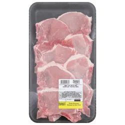 Giant Eagle Pork Loin Chops, Center Cut, Thin, Bone In, Value Pack