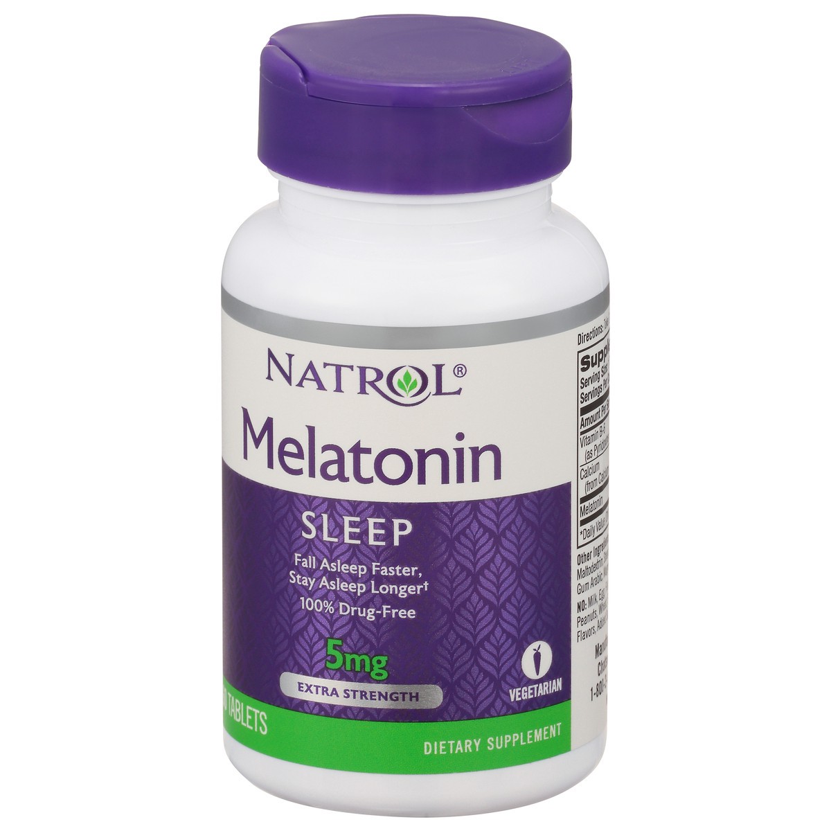 slide 7 of 13, Natrol 5mg Melatonin Sleep Aid Tablets, Fall Asleep Faster, Stay Asleep Longer, 99% Pure Melatonin, Dietary Supplement, 60 Count, 60 ct