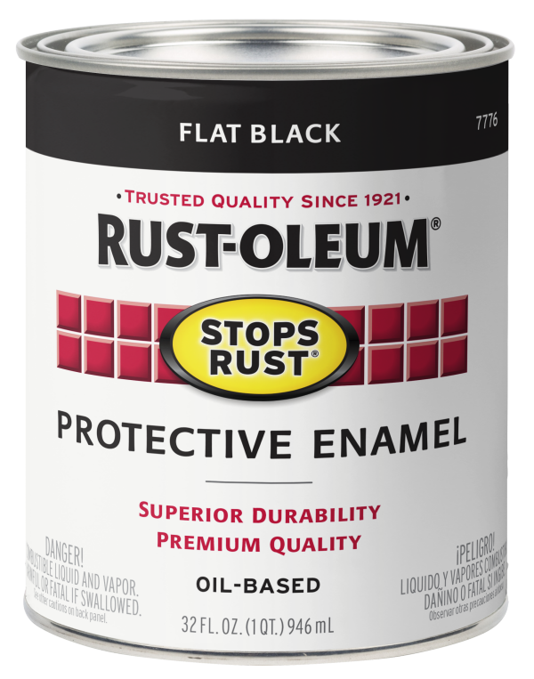 slide 21 of 25, Rust-Oleum Stops Rust Protective Enamel Paint - 7776502, Quart, Flat Black, 32 fl oz