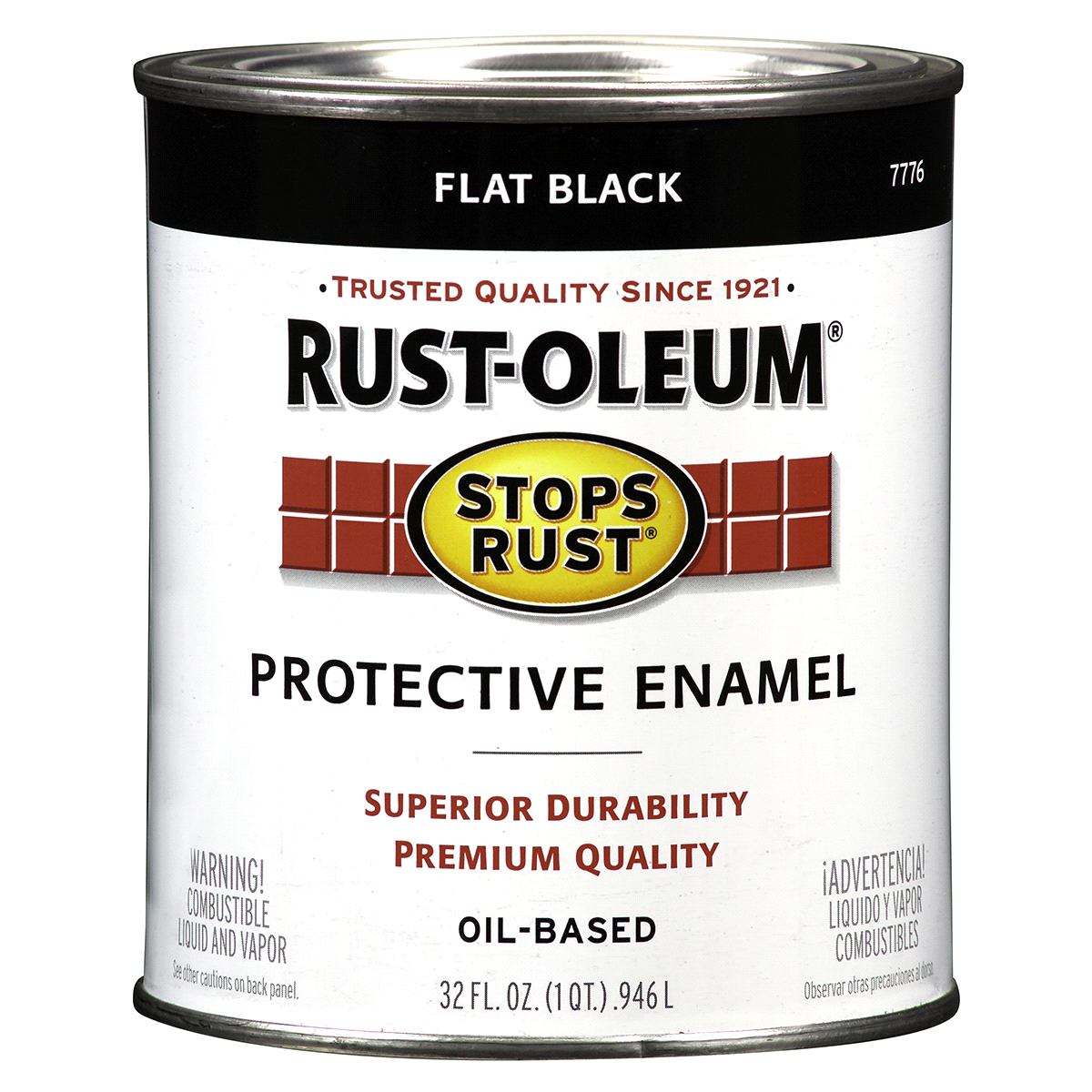 slide 1 of 1, Rust-Oleum Stops Rust Protective Enamel Paint - 7776502, Quart, Flat Black, 32 fl oz