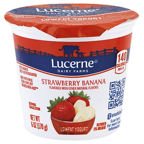 slide 1 of 1, Lucerne Yogurt Lowfat Strawberry Banana Flavored, 6 oz