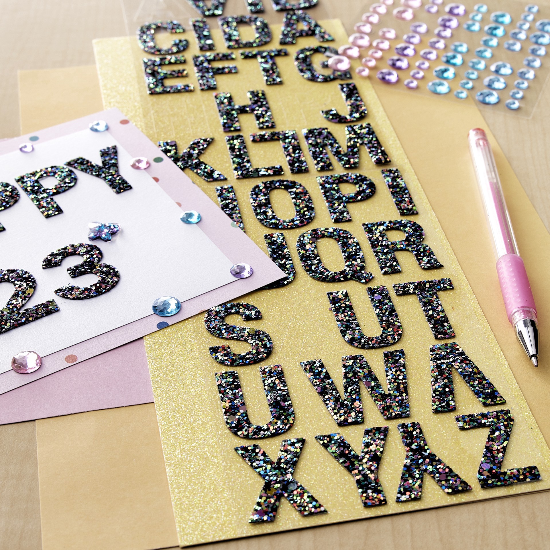 slide 2 of 5, Multicolor Blue & Red Glitter Alphabet Stickers By Recollections, 1.25 in