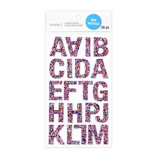 slide 1 of 5, Multicolor Blue & Red Glitter Alphabet Stickers By Recollections, 1.25 in