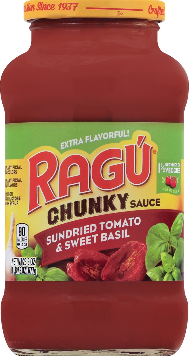 slide 3 of 8, Ragu Chunky Sundried Tomato Sweet Basil Sauce, 23.9 oz