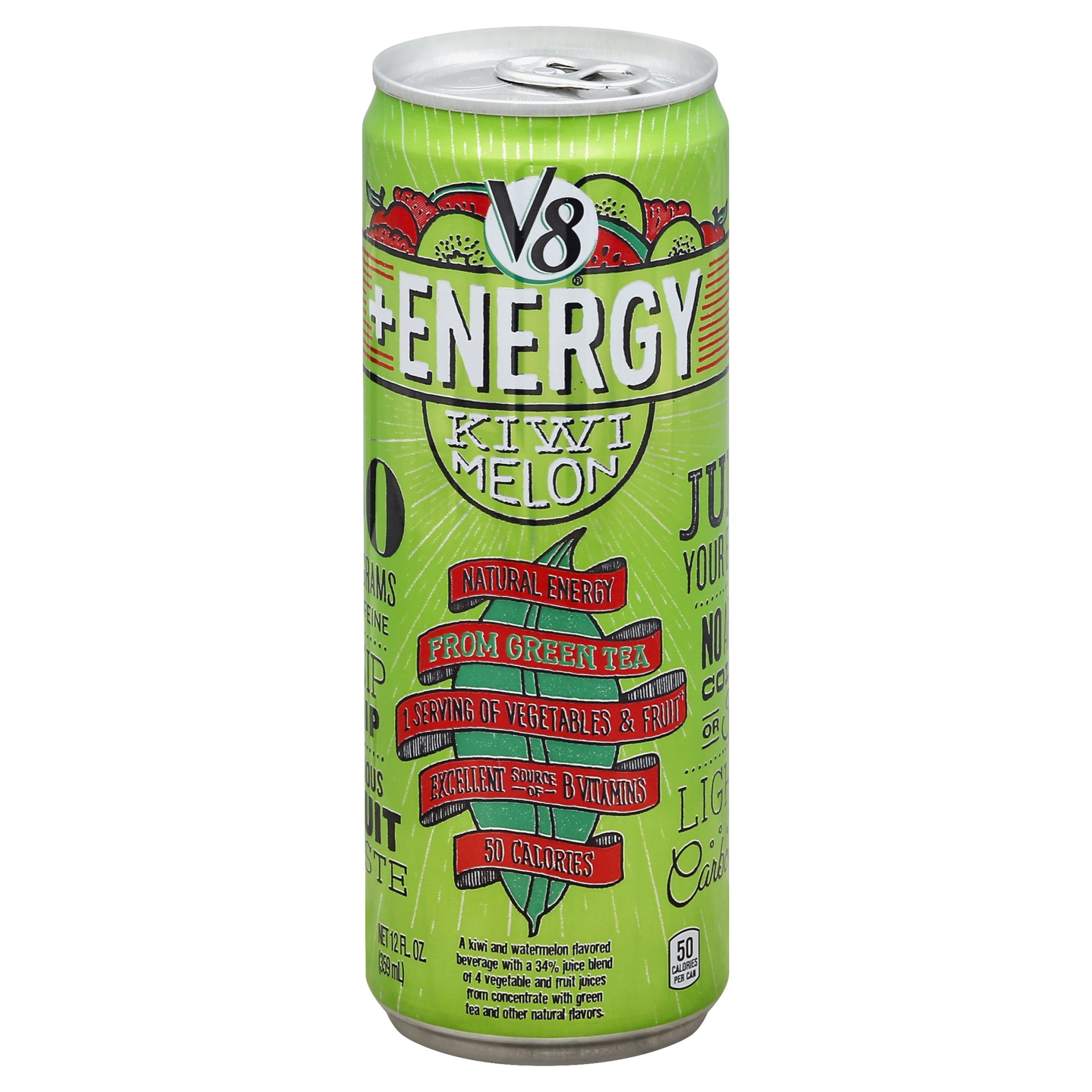 slide 1 of 1, V8 +Energy Sparkling Kiwi Melon Drink, 12 fl oz
