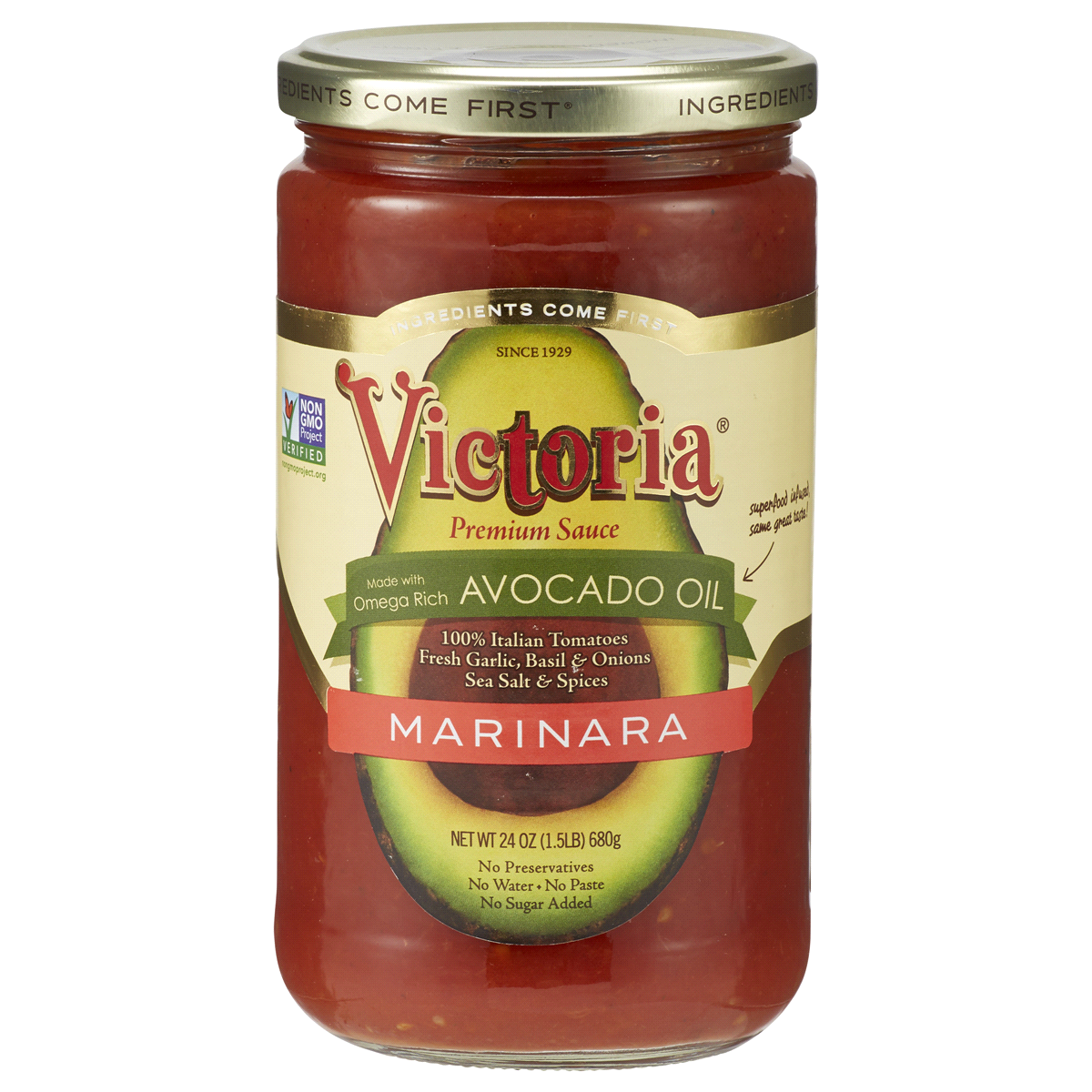 slide 1 of 1, Victoria Avocado Oil Marinara Sauce 24 oz. Jar, 