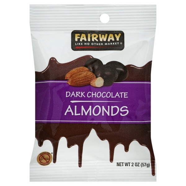 slide 1 of 1, Fairway Grab & Go Dark Chocolate Almonds, 2 oz