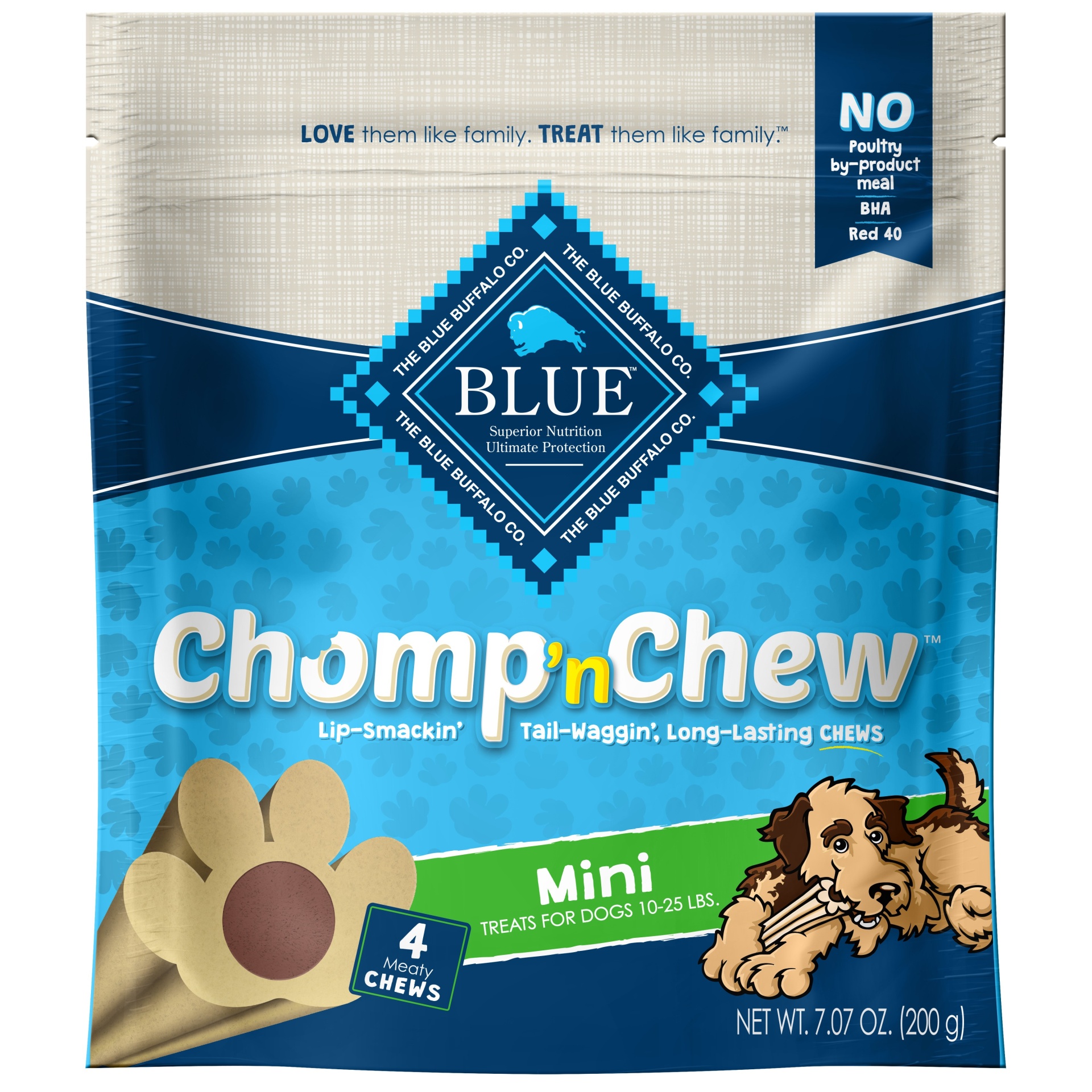 slide 1 of 1, Blue Buffalo Dog Chomp Chew Mini Treats for Dogs, 4 ct