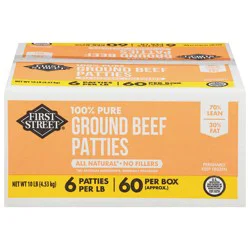 First Street Ground Beef Patties Blue Box 70% Lean