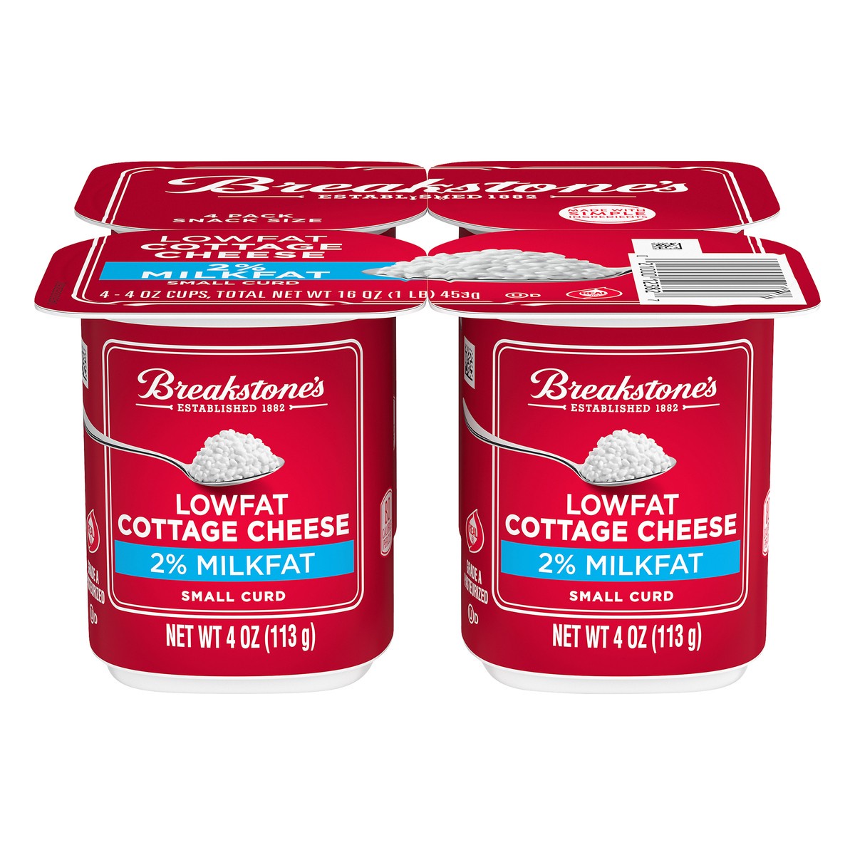 Breakstone's Lowfat Small Curd Cottage Cheese With 2% Milkfat Pack Cups ...